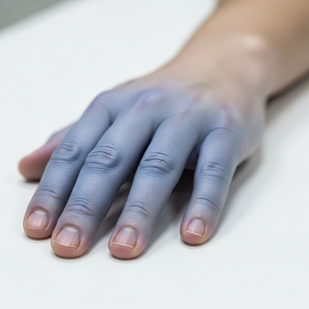 Understanding persistent blue discoloration of extremities and management options.