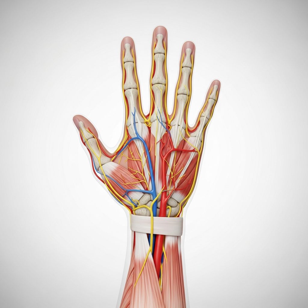 Comprehensive guide to hand anatomy: bones, muscles, nerves, and blood vessels explained.