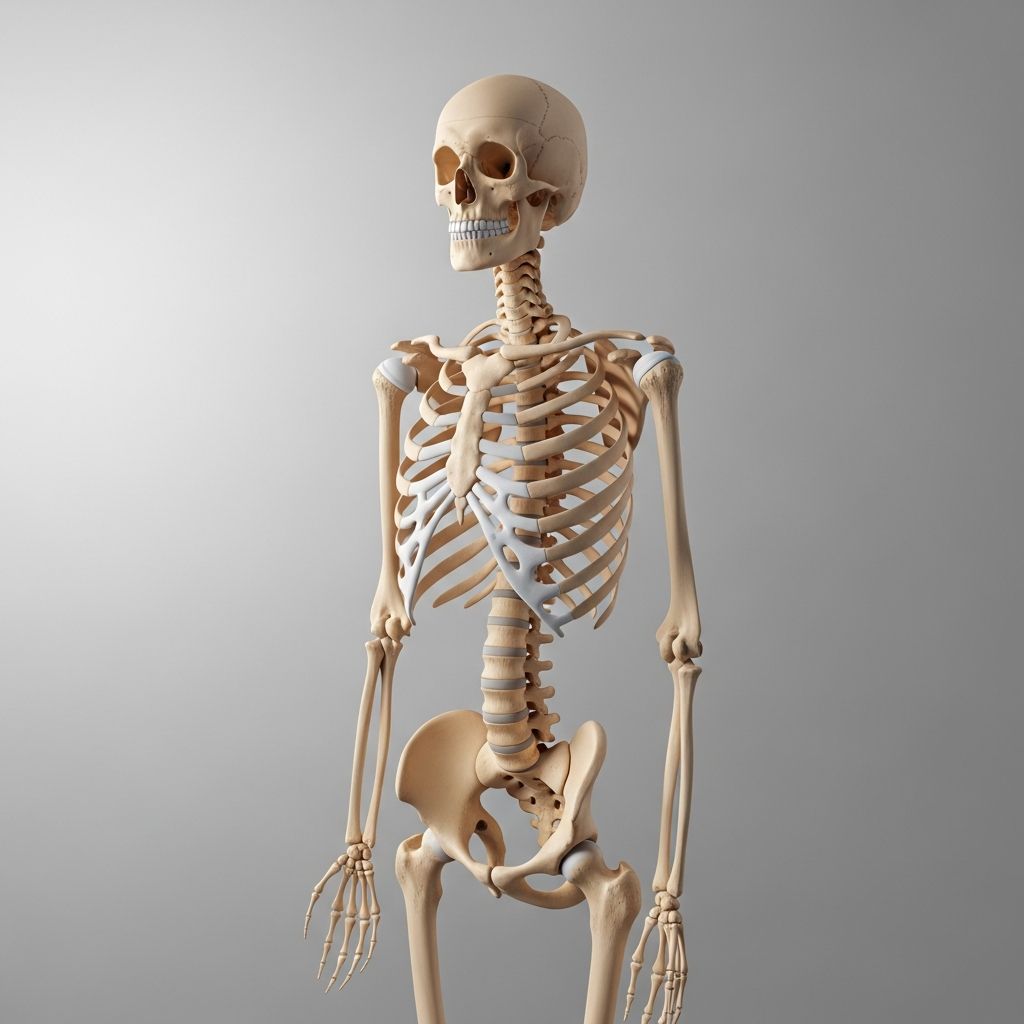 Discover the axial skeleton: the 80 bones forming your body's central framework that protects vital organs.