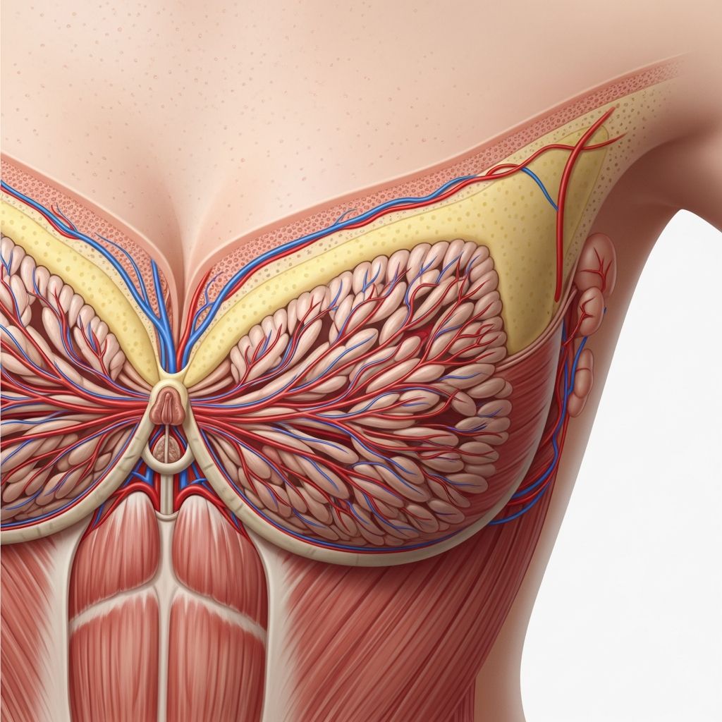 Comprehensive guide to breast anatomy, physiology, tissue types, and health conditions.