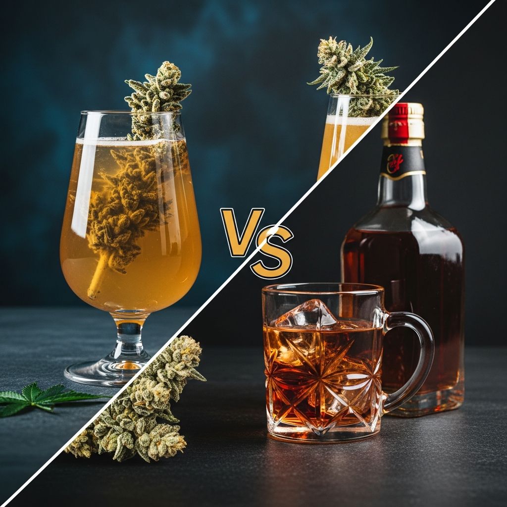 Discover how cannabis beverages compare to alcohol in effects, safety, and health impact.