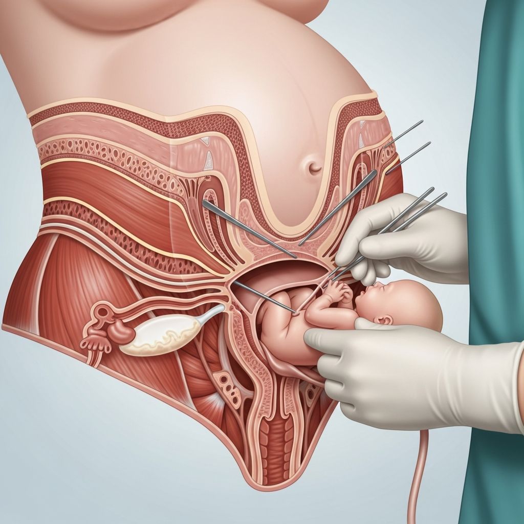 Comprehensive guide to cesarean delivery: indications, procedure steps, and postoperative care.
