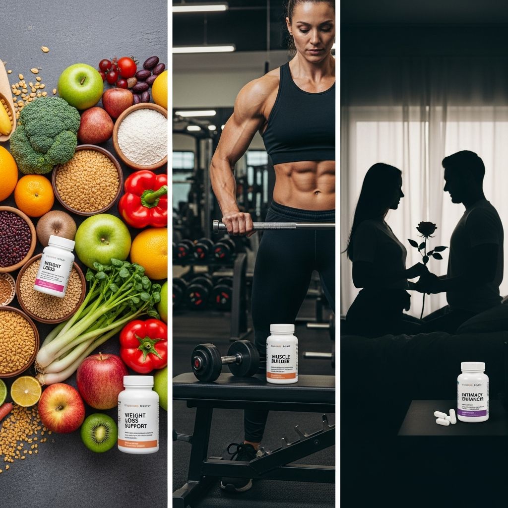 Evidence-based guide on the safety and efficacy of popular dietary supplements for weight loss, muscle building, and sexual enhancement.