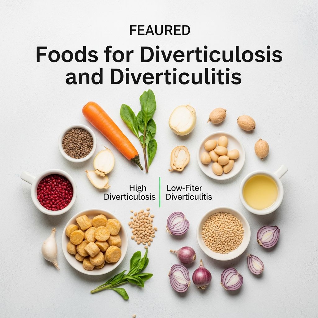 Manage diverticulitis with the right diet: Clear liquids, low-fiber foods during flares, and high-fiber choices for prevention.