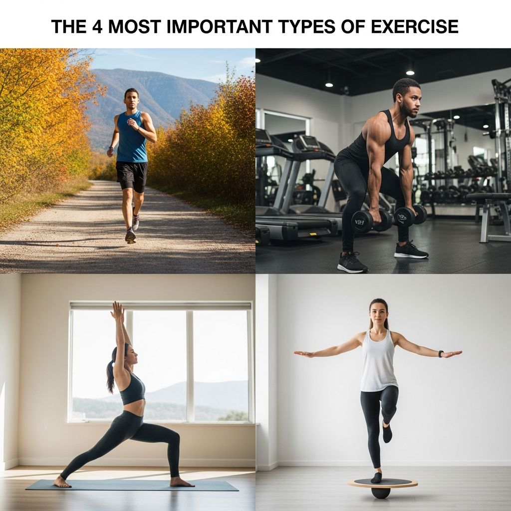 Master the four essential exercise types for optimal health and fitness.