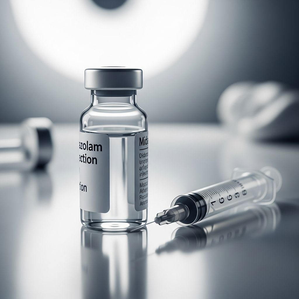 Comprehensive guide to midazolam injection: medical uses, dosing, side effects, and patient safety information.