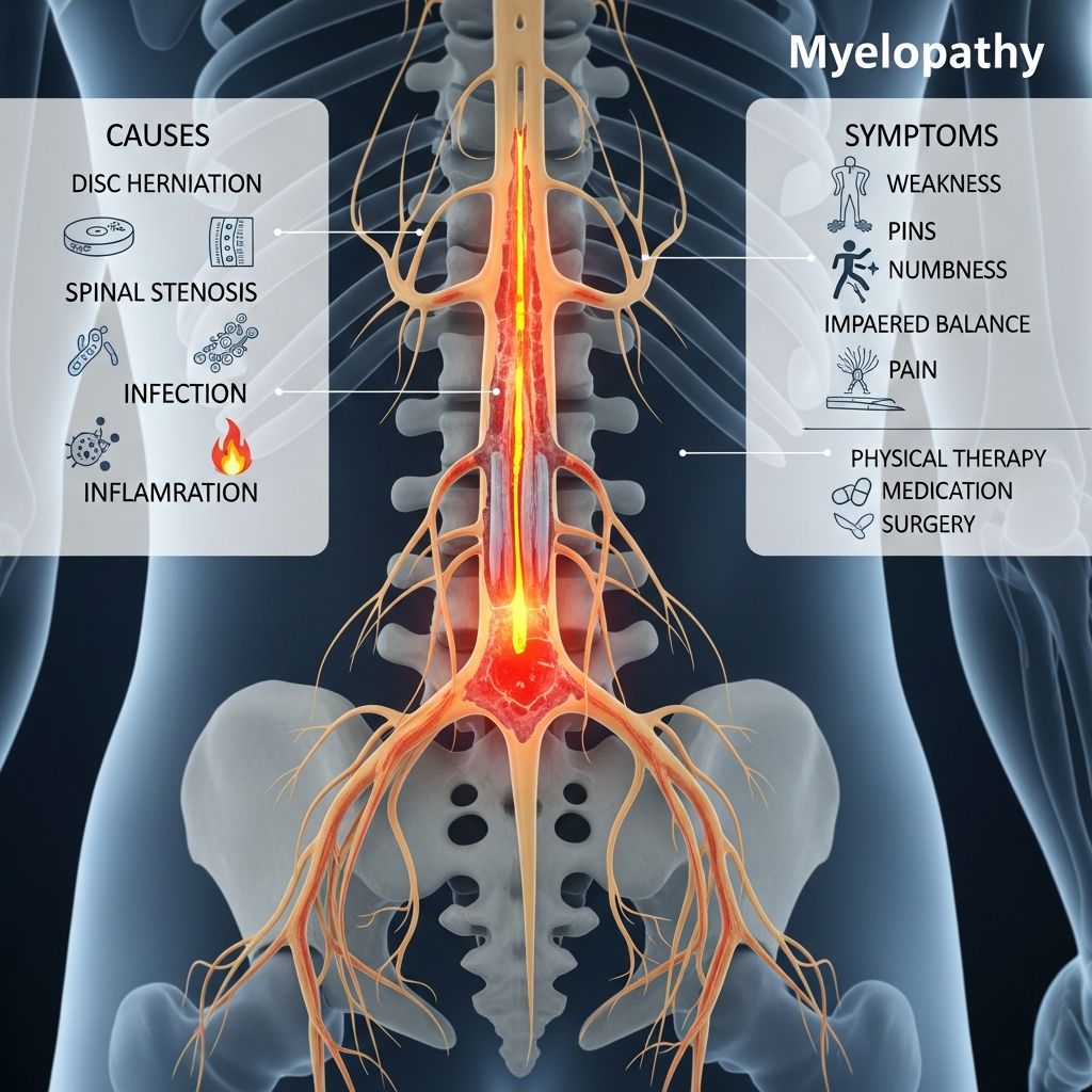 Understanding myelopathy: causes, symptoms, diagnosis, and treatment options for spinal cord compression.