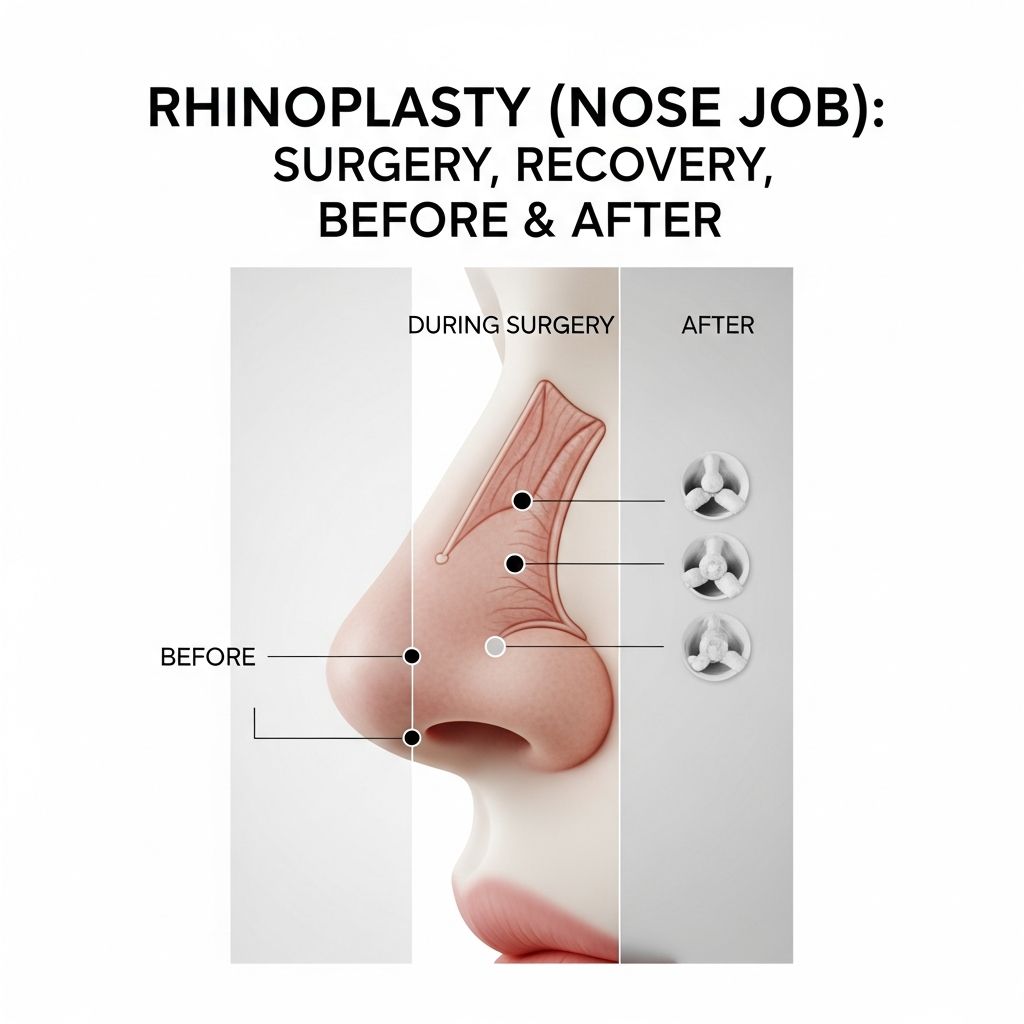Complete guide to rhinoplasty: cosmetic nose surgery, recovery timeline, and expected results.
