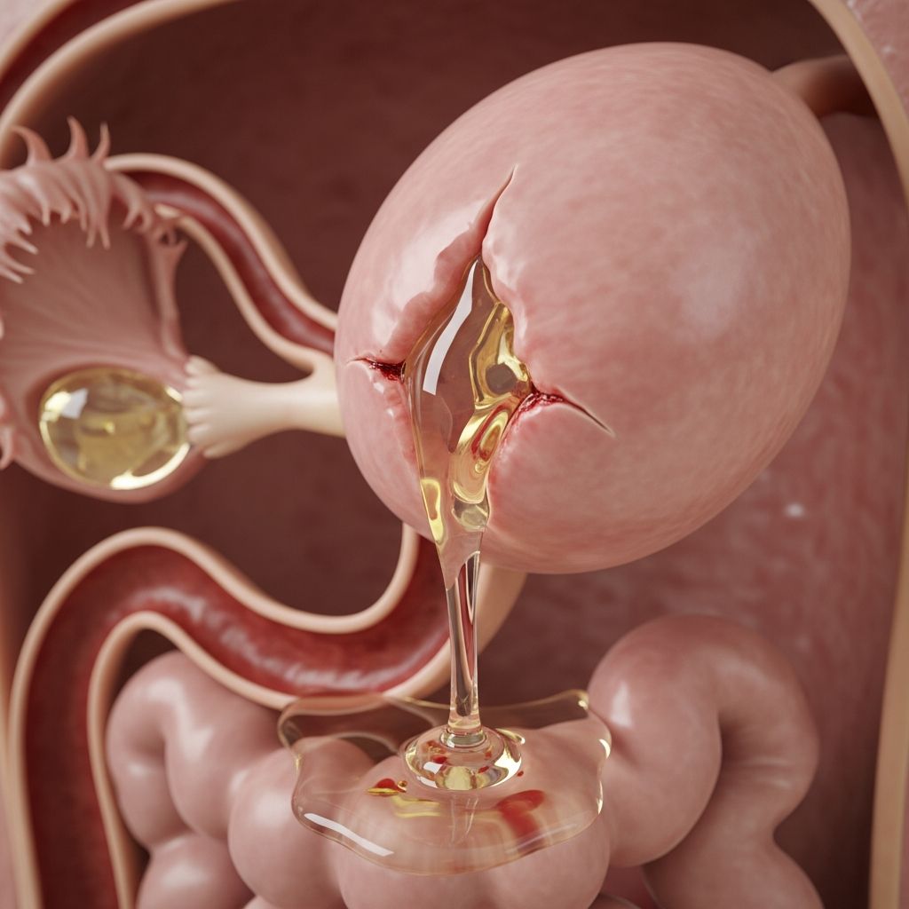 Ruptured Ovarian Cyst: Symptoms, Risks & Treatment Guide Understanding the dangers and complications of a ruptured ovarian cyst.