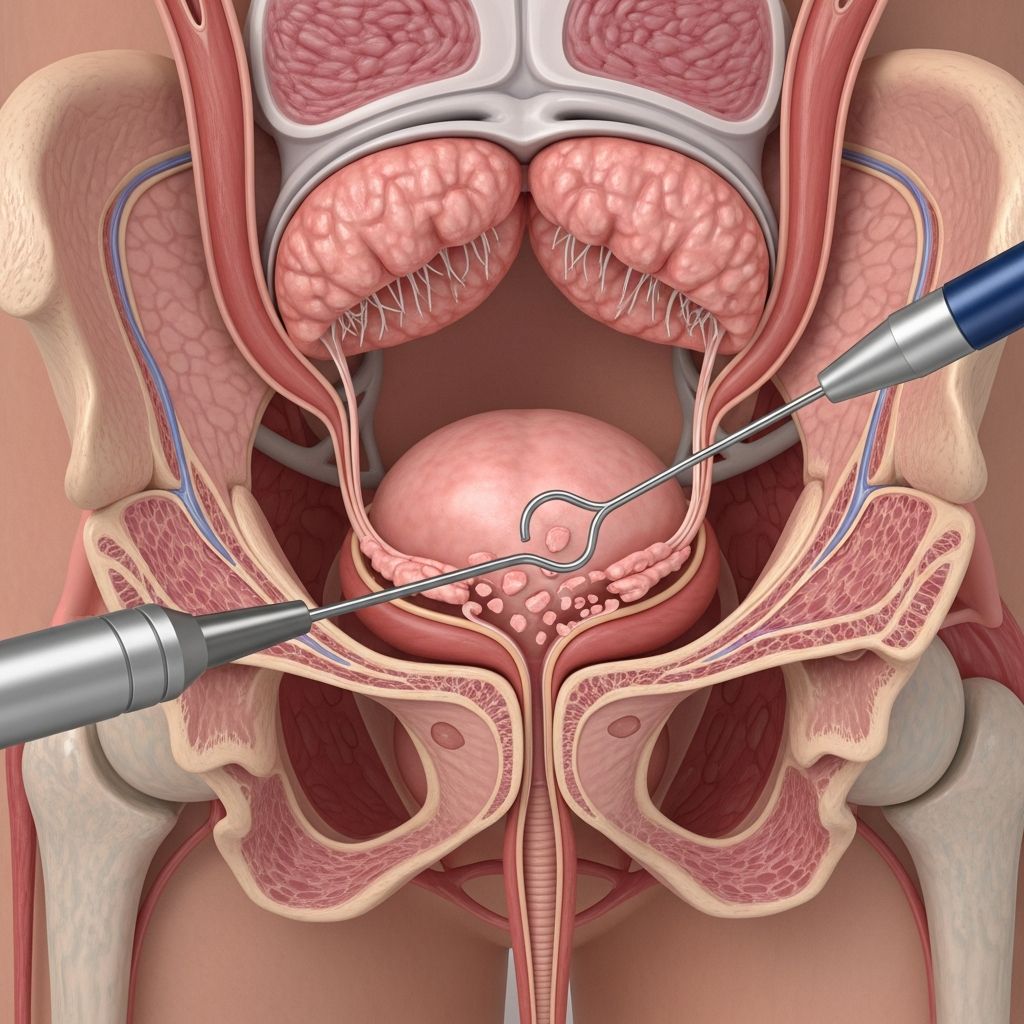 Minimally invasive surgical procedure to relieve enlarged prostate symptoms.