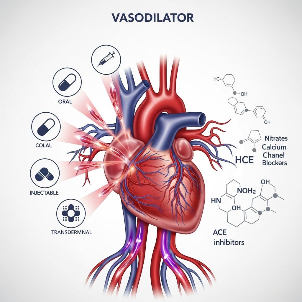 Complete guide to vasodilator medications: how they work, types, benefits, and side effects.