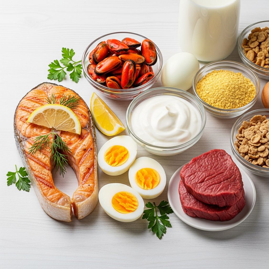 Complete guide to vitamin B12 sources: foods, supplements, and recommended daily intake.
