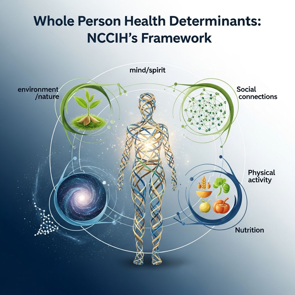 Defining key determinants of health across biological, behavioral, social, and environmental domains.