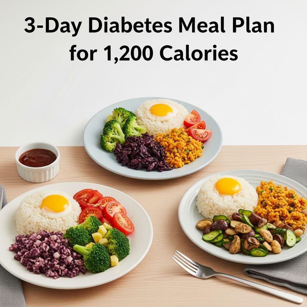 A balanced, diabetes-friendly 1,200-calorie meal plan designed to help manage blood sugar while supporting weight loss and nutrition.