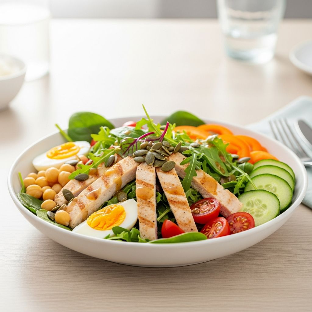 Satisfying salads packed with protein under 400 calories—perfect for weight loss, meal prep, and staying full all day long.