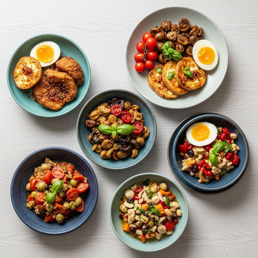 Quick, delicious 5-minute breakfasts embracing olive oil, veggies, whole grains & nuts for heart health.