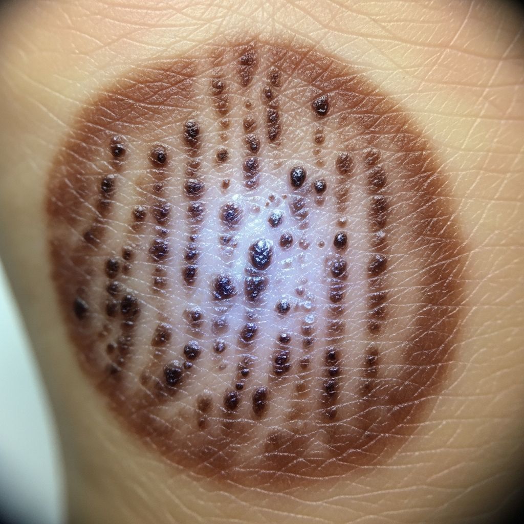 Essential guide to dermoscopic diagnosis of acral lentiginous melanoma on palms, soles, and digits for early detection.