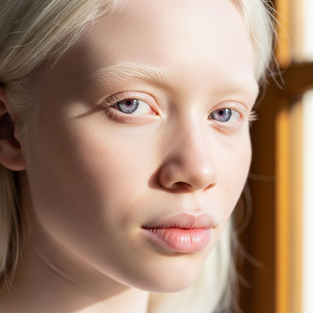 Understand albinism: a genetic condition affecting melanin production, leading to light skin, hair, eyes, and vision issues. Learn symptoms, types, management.