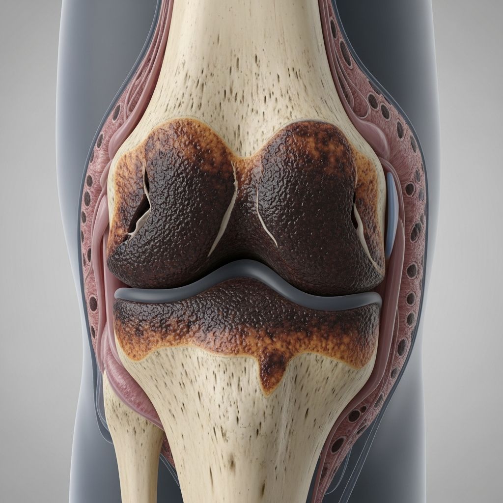 Rare genetic disorder causing dark urine, pigment deposits, arthritis, and joint issues in adulthood.