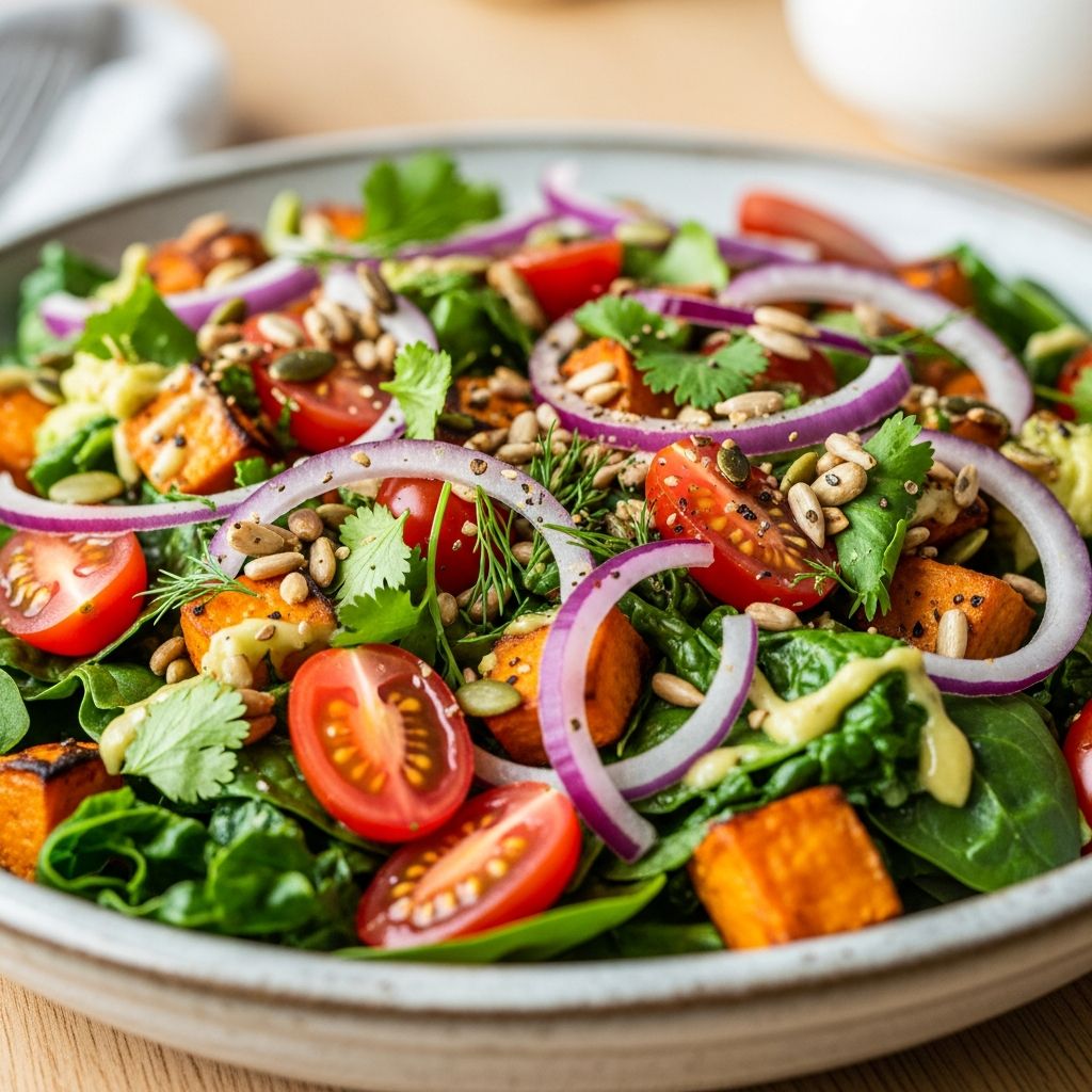 A vibrant, nutrient-packed sweet potato salad loaded with anti-inflammatory ingredients to support your health and delight your taste buds.