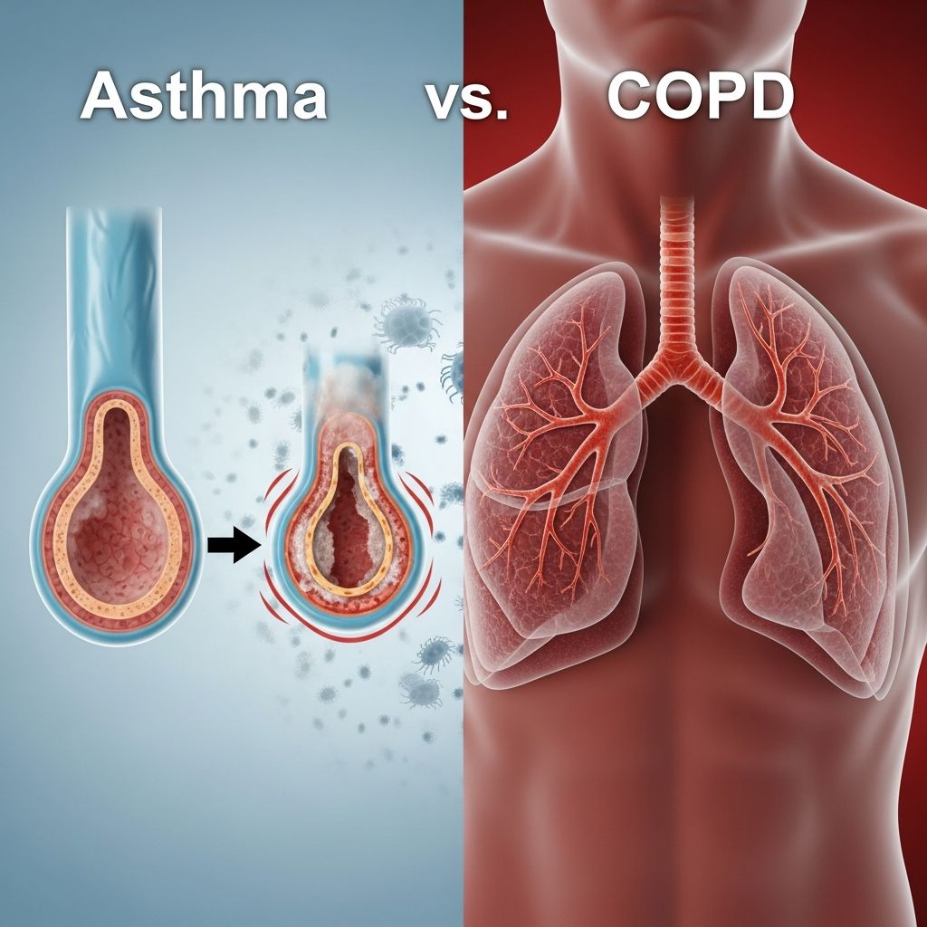 Asthma Vs COPD: Key Differences, Symptoms, And Treatment Key differences between asthma and COPD: symptoms, causes, diagnosis, treatment, and when to seek help.