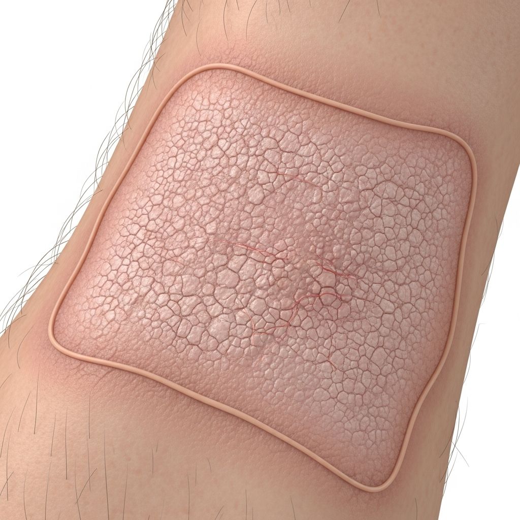 Uncommon post-surgical eczematous eruption linked to nerve damage and autonomic disruption around incision sites.