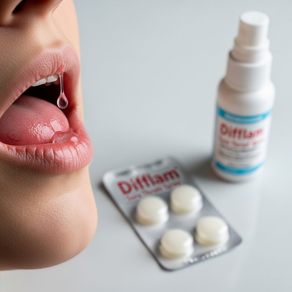 Effective relief from sore throat, mouth ulcers, and oral inflammation with benzydamine mouthwash, spray, and lozenges.