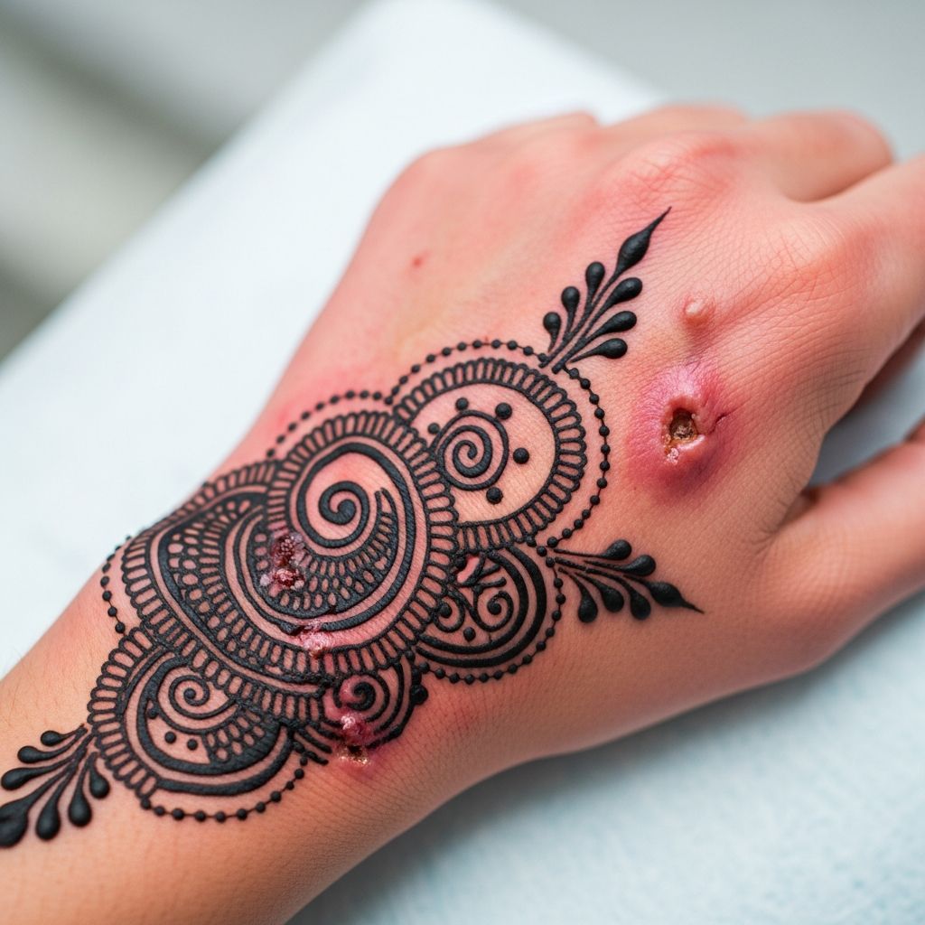 Understand the risks, symptoms, and treatments of allergic reactions to black henna tattoos containing PPD.