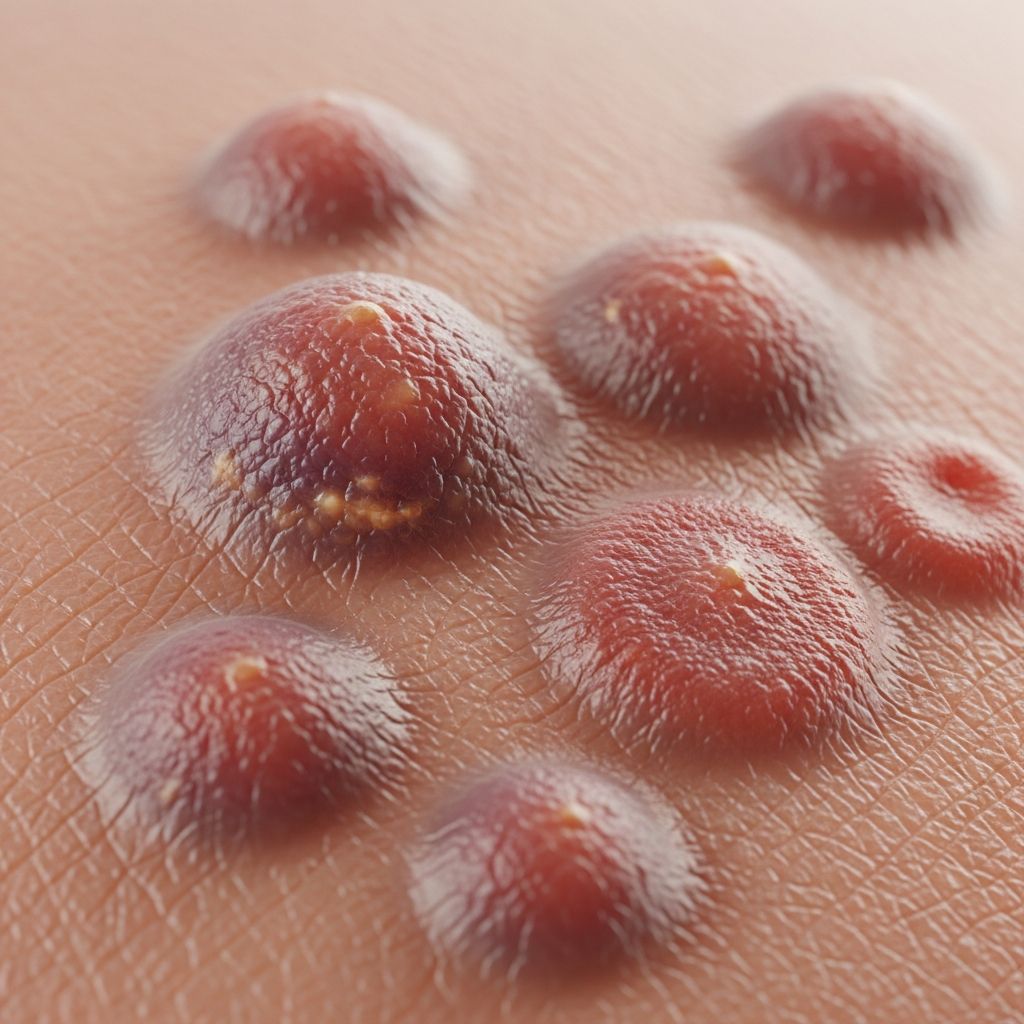 Sexually transmitted pigmented papules due to high-risk HPV with premalignant potential in anogenital skin.