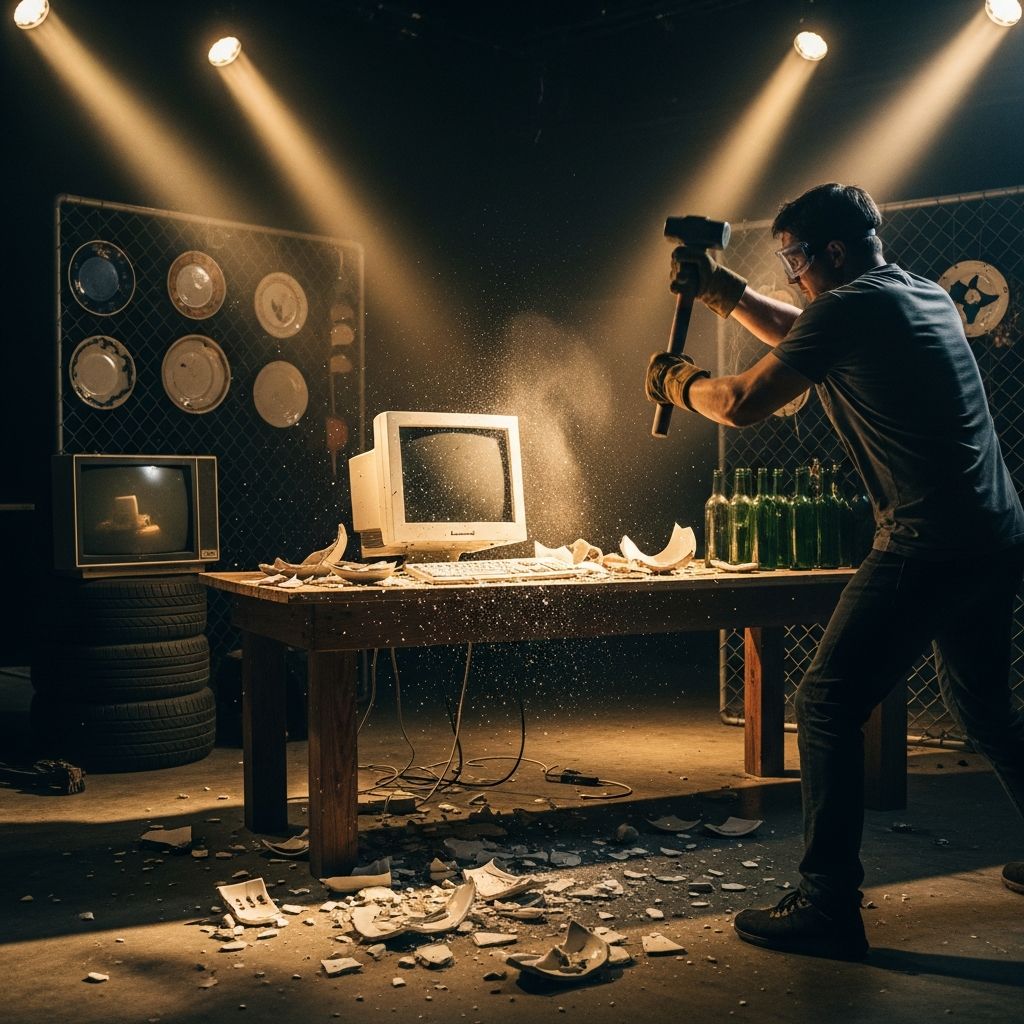 Exploring whether rage rooms provide genuine stress relief or just temporary catharsis in modern mental health management.