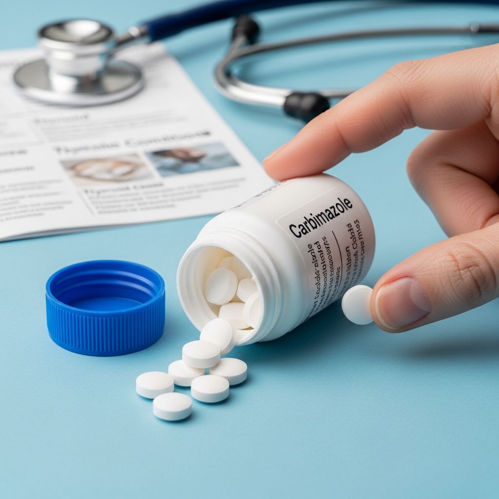 Complete guide to carbimazole tablets: dosage, side effects, and management of hyperthyroidism.