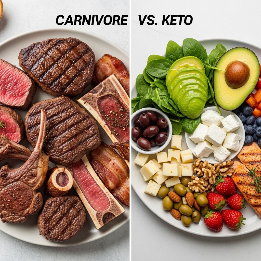 Comparing the carnivore and keto diets: similarities, differences, benefits, risks, and which may suit your health goals best.