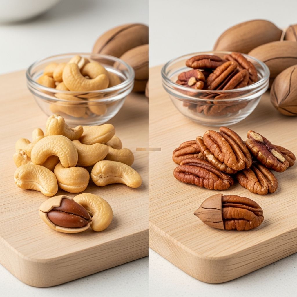 Compare cashews and pecans: nutritional profiles, health benefits, and which nut is best for your diet.