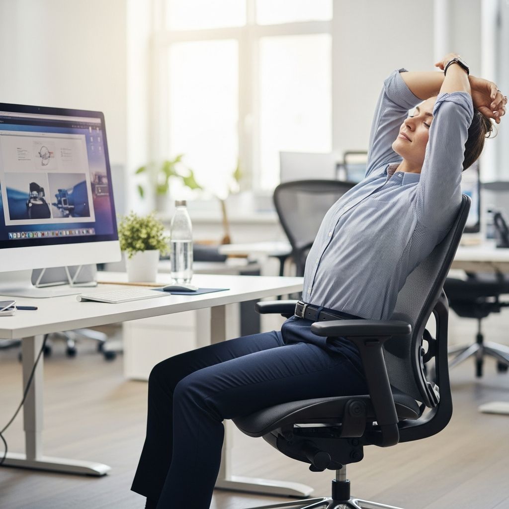 Boost health and productivity with simple chair and desk exercises to combat sitting all day.