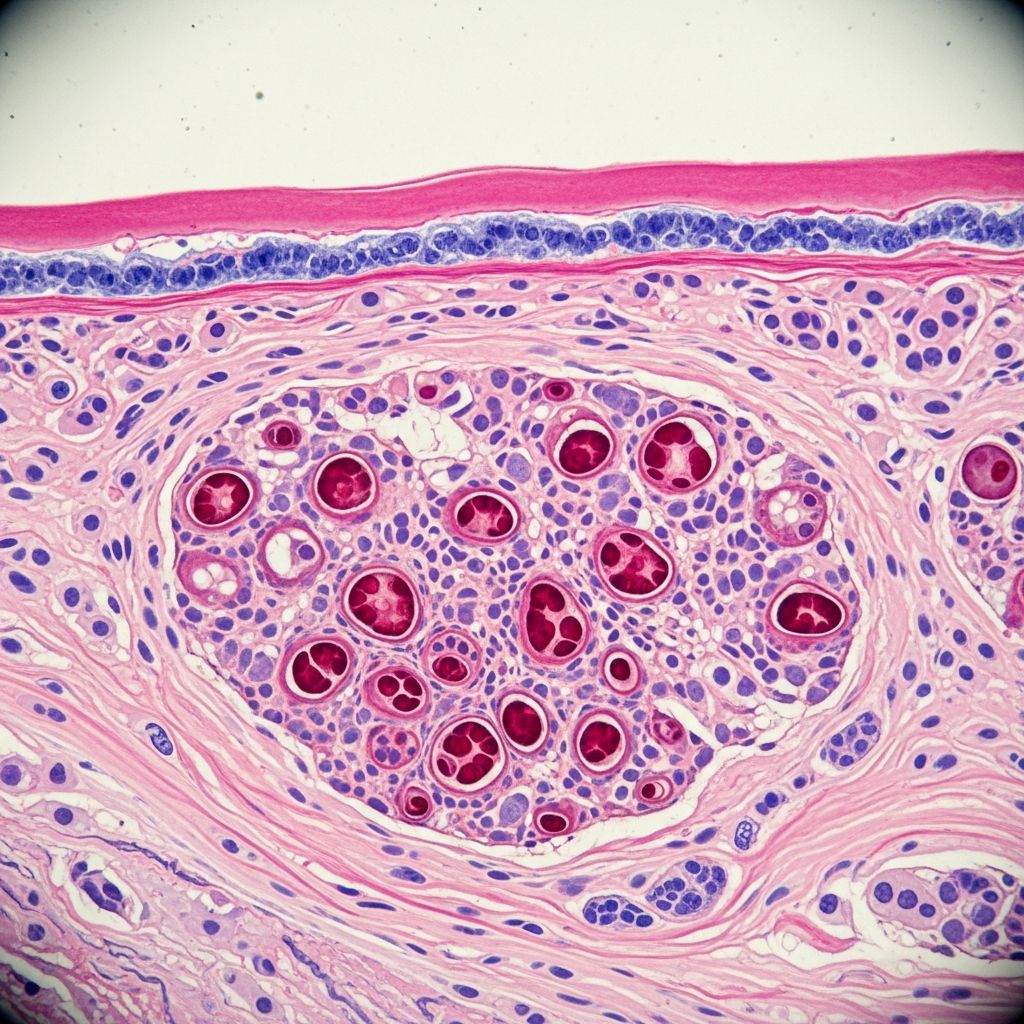 Detailed histopathological analysis of cherry angiomas, benign vascular skin tumours common in older adults.