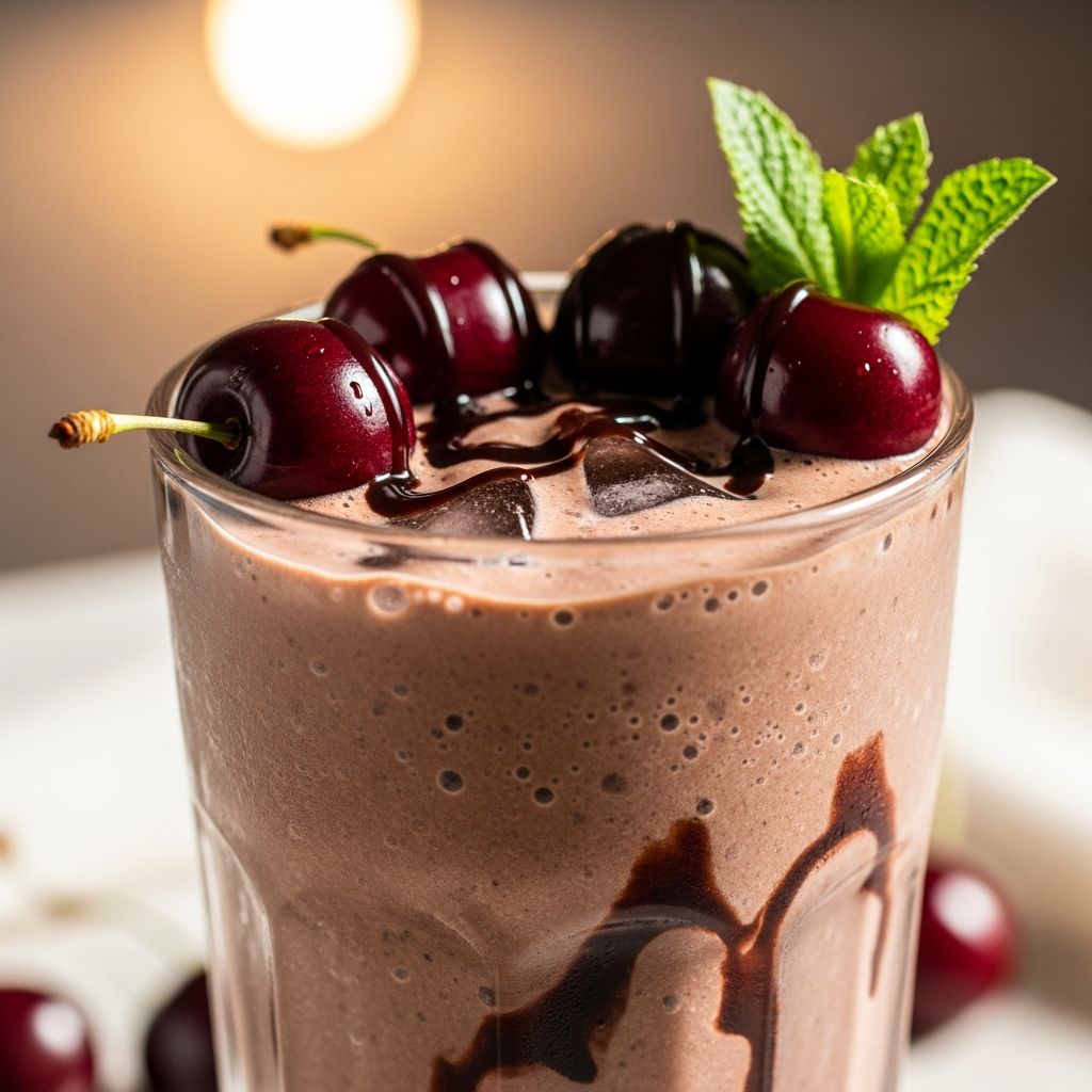 This creamy, chocolatey protein shake blends frozen cherries, protein powder and cocoa for a delicious 5-minute breakfast or post-workout boost packed with 20+ grams of protein.