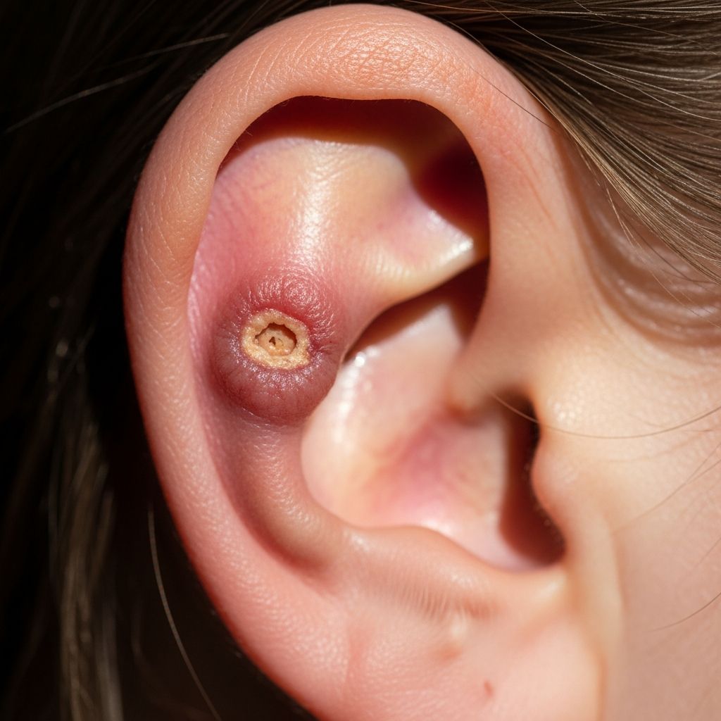Detailed histopathological analysis of chondrodermatitis nodularis, a benign yet painful ear nodule condition.