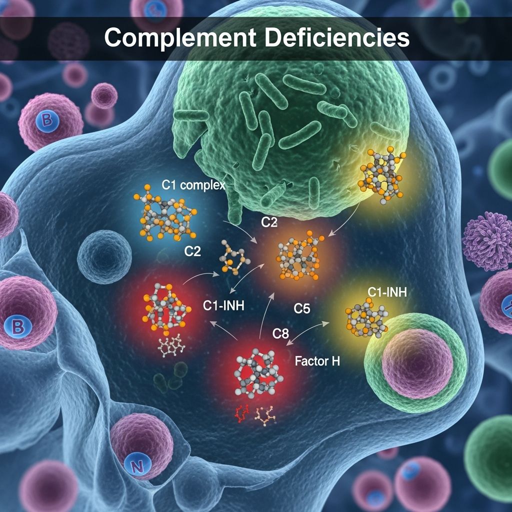 Rare primary immunodeficiencies increasing susceptibility to infections, autoimmune diseases, and skin disorders like SLE and vasculitis.