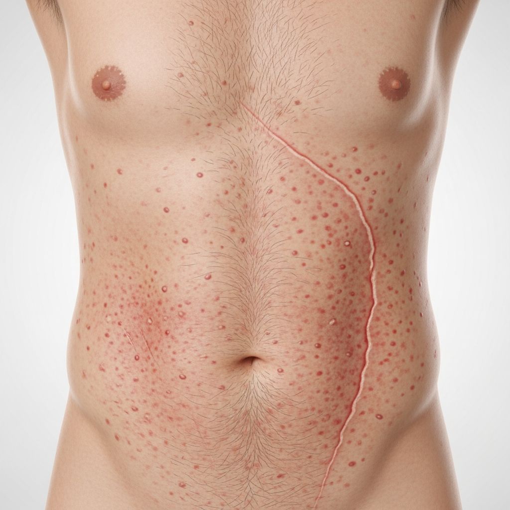 Explore detailed images and clinical insights into allergic contact dermatitis affecting the torso, including causes, symptoms, and treatments.
