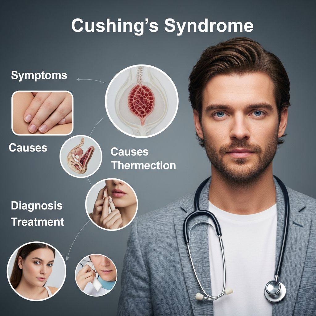 Understand Cushing's syndrome: causes, symptoms like moon face and weight gain, diagnosis methods, treatments, and living with this rare cortisol disorder.