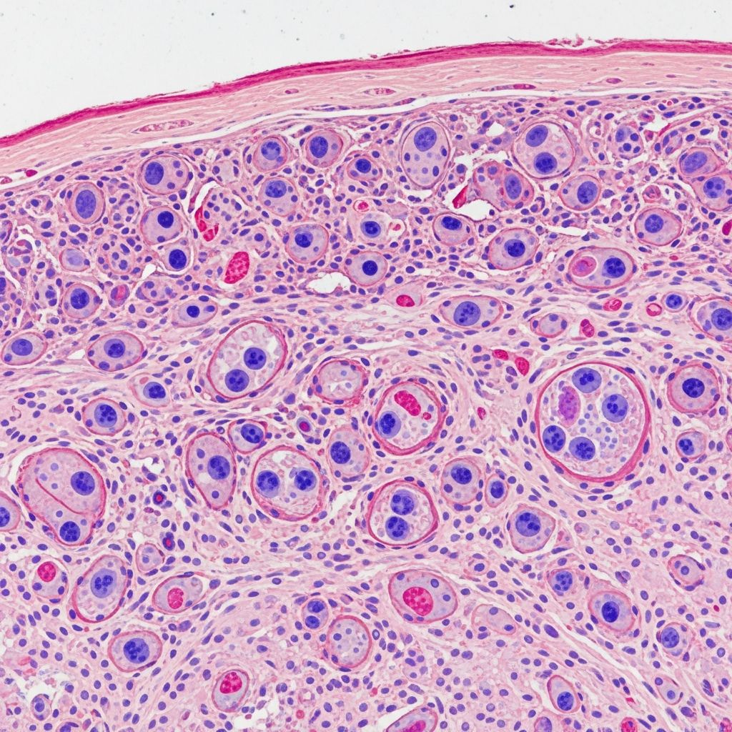 Comprehensive pathology guide to cutaneous plasmacytosis: clinical features, histopathology, diagnosis, and management insights.