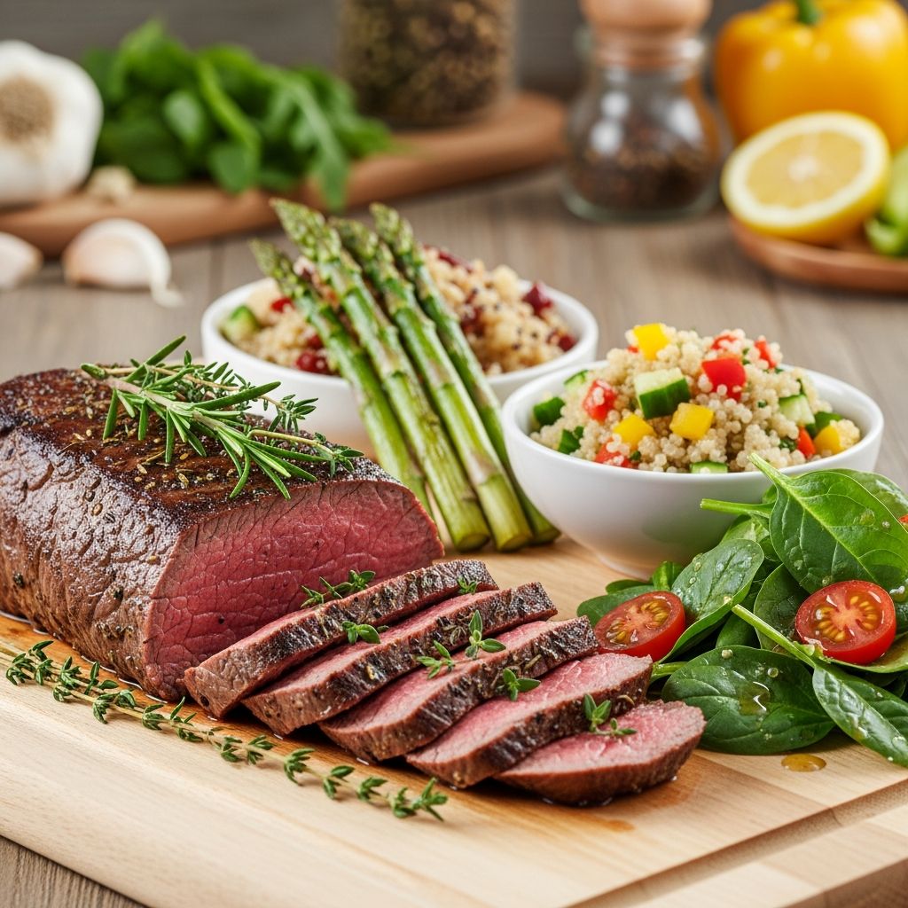 Delicious beef recipes tailored for diabetes management, featuring lean cuts, low-carb sides, and blood sugar-friendly ingredients.