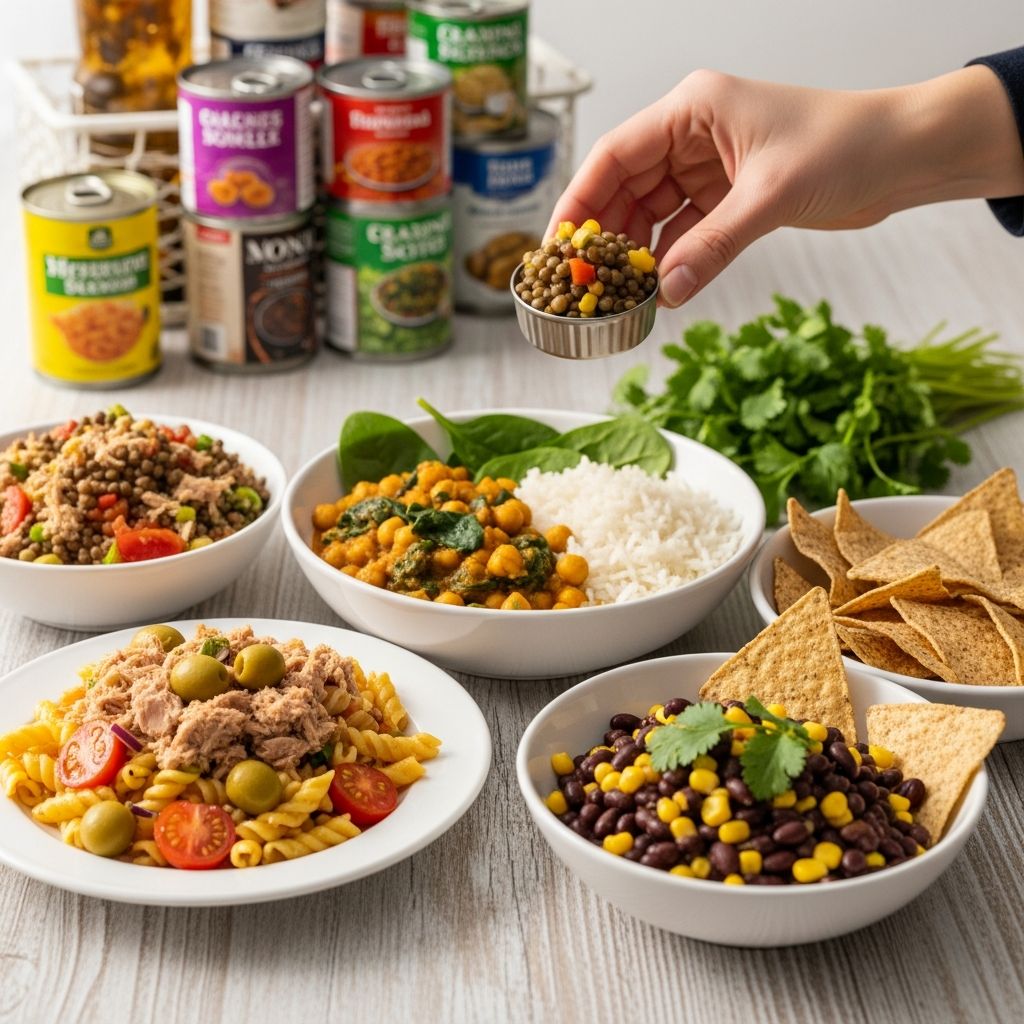 Discover quick, nutritious recipes using canned foods that save time and money.
