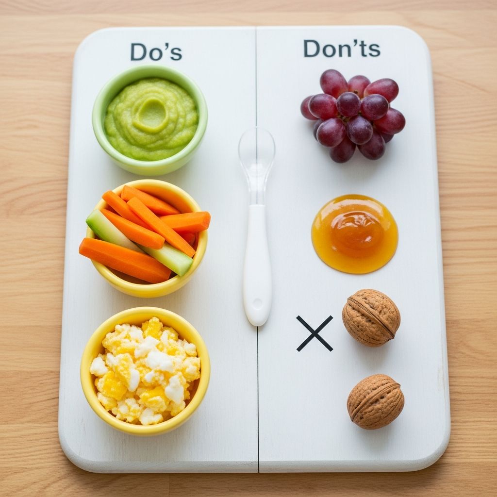 Essential do's and don'ts for introducing solid foods to your baby safely and nutritiously around 6 months.