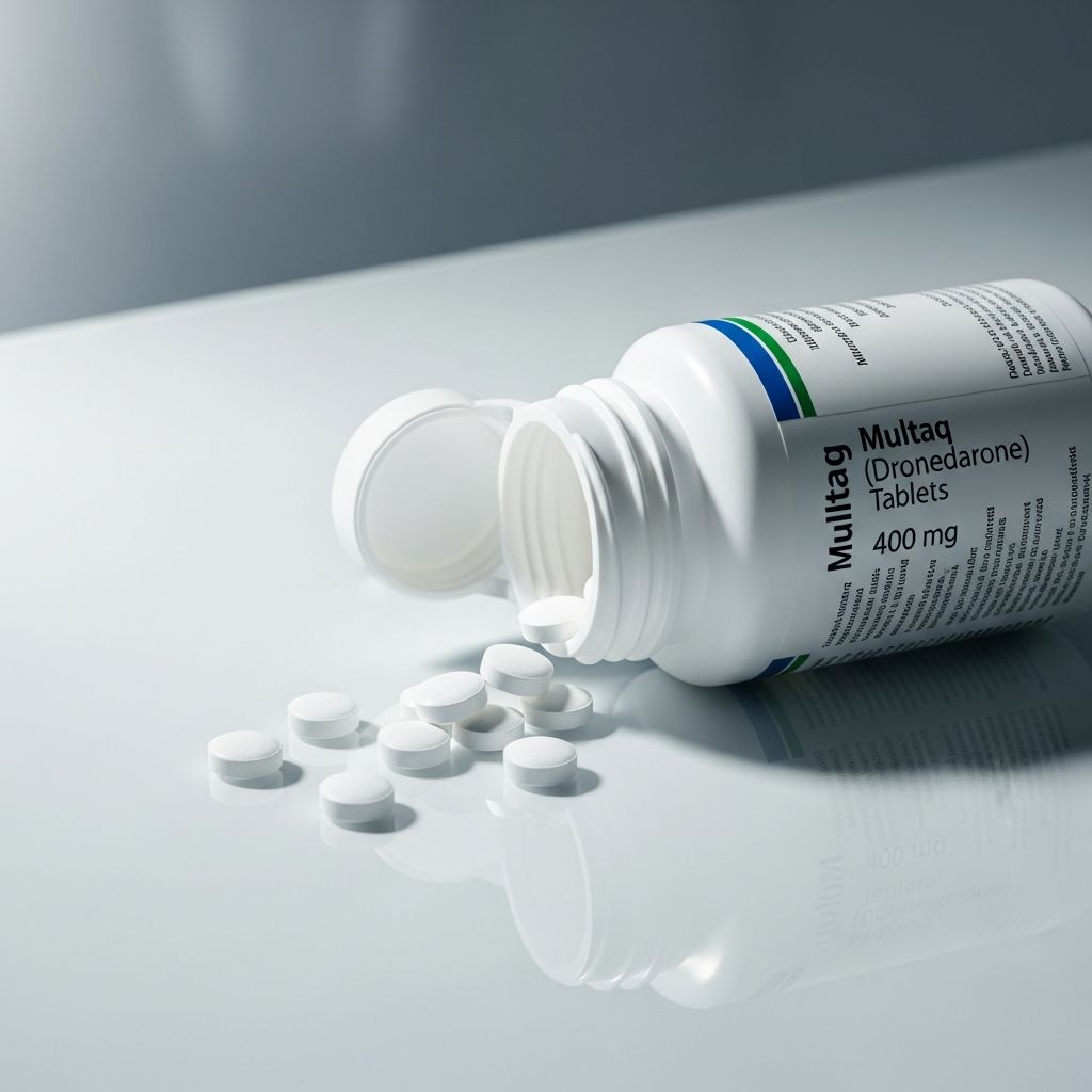 Dronedarone Tablets Guide: Uses, Dosage, Side Effects Comprehensive guide to Dronedarone (Multaq) tablets: uses, dosage, side effects, and precautions for managing atrial fibrillation.
