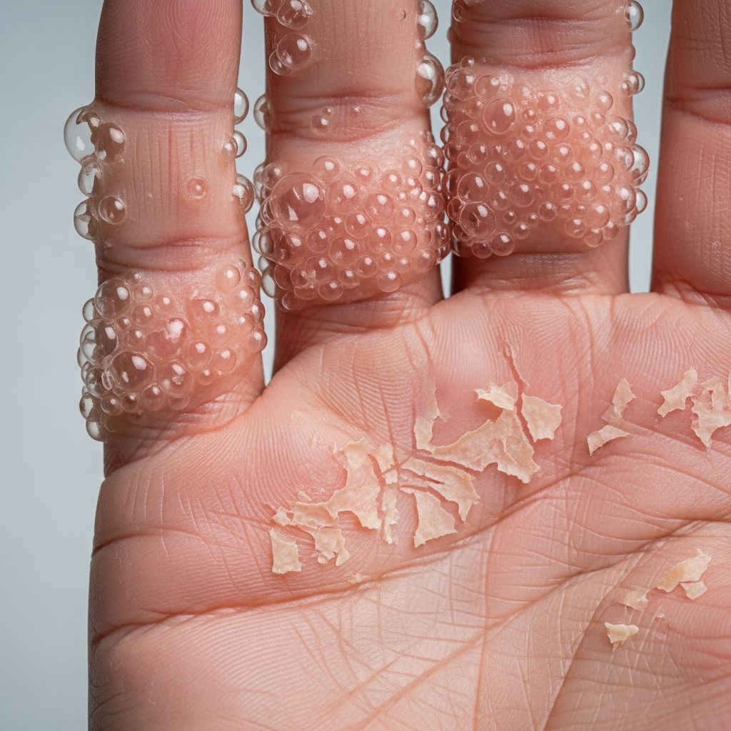 Understand dyshidrotic eczema: symptoms, causes, triggers, treatments, and prevention strategies for this itchy blistering skin condition.