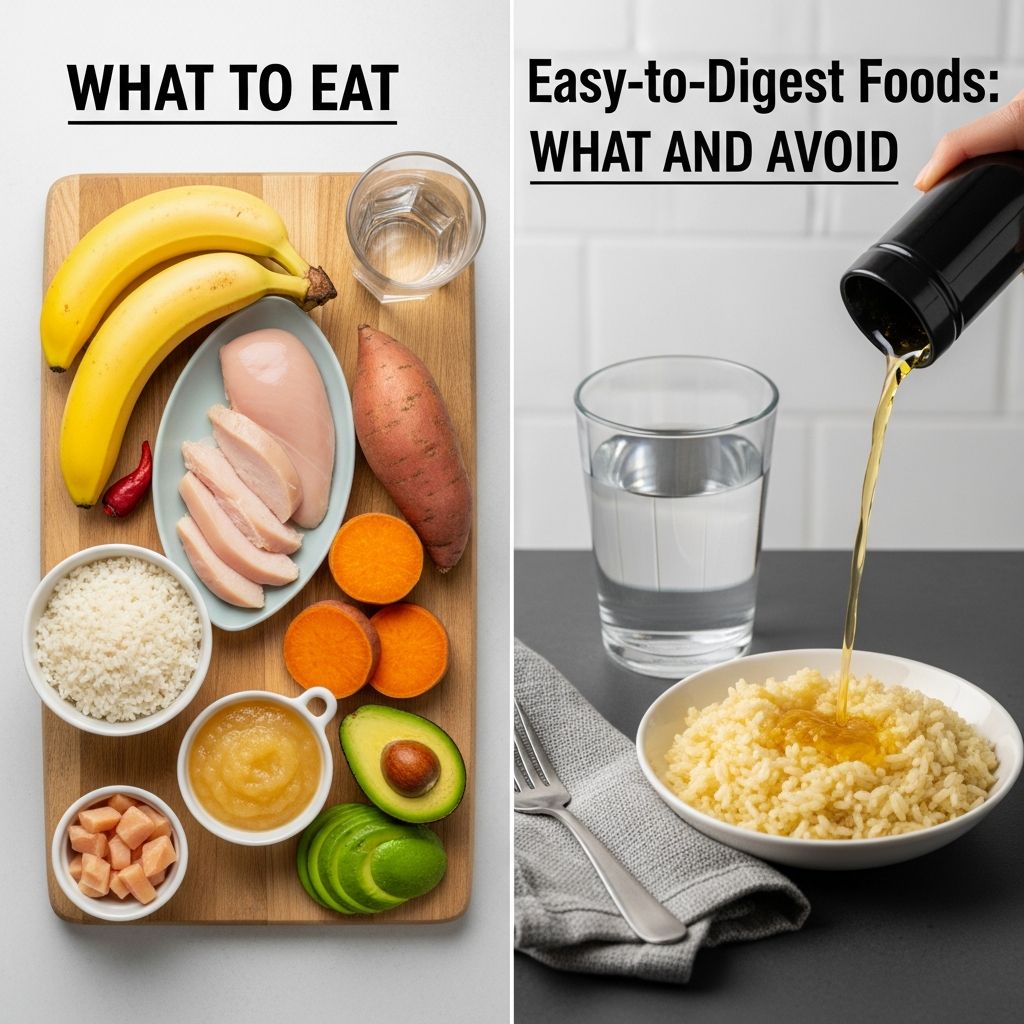 Discover gentle foods that soothe your stomach and foods to skip when digestion needs a break.