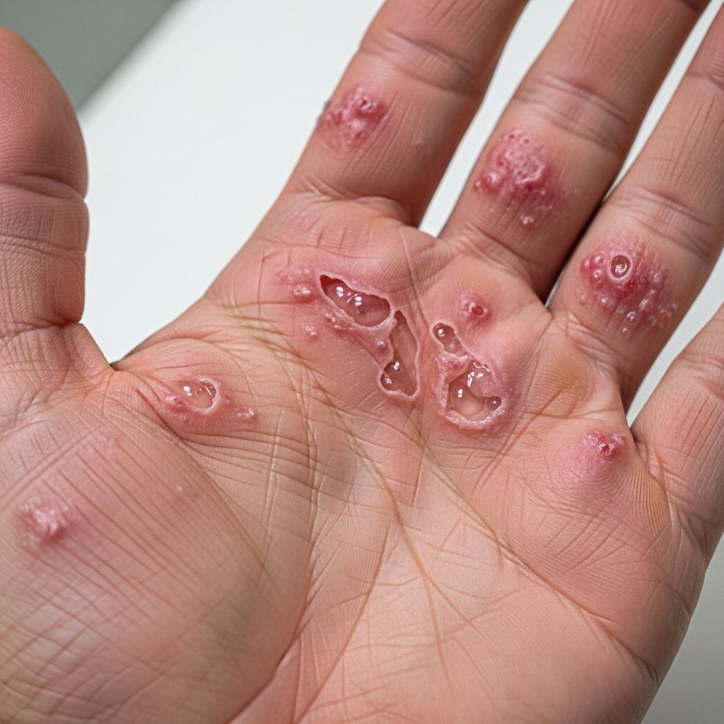 Enteroviral infection in children with eczema causing widespread vesicles, bullae, and erosions on atopic skin.