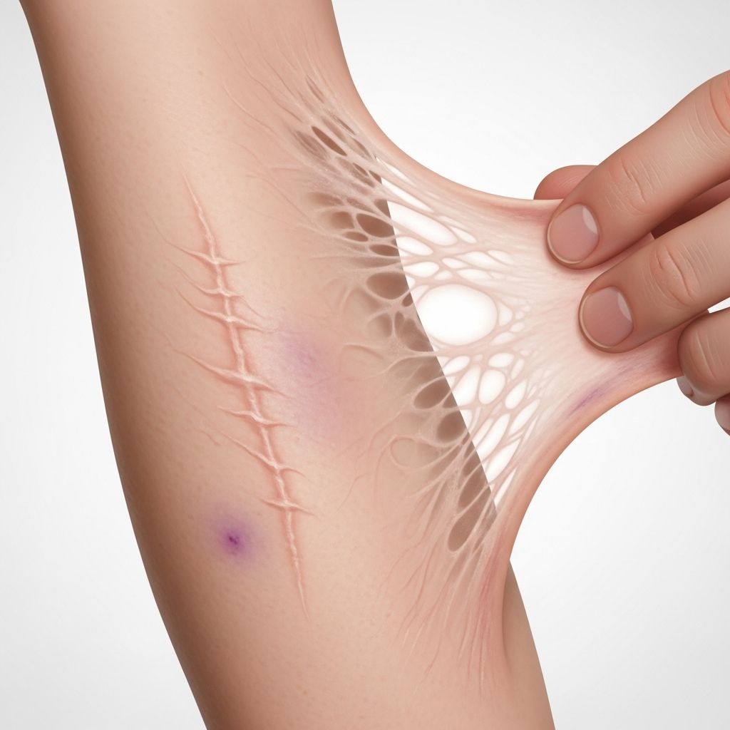 Visual guide to Ehlers-Danlos syndrome skin, joint, and vascular manifestations across all 13 subtypes.