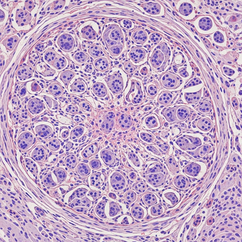 Rare granulomatous skin disorder linked to sun damage, featuring elastolysis and giant cells on sun-exposed areas.